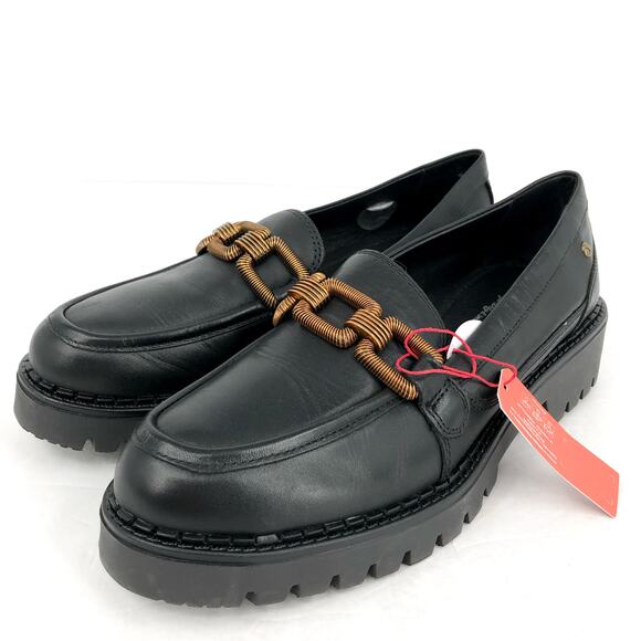 PIKOLINOS Women Aviles Platform Loafer EU 39 US 8.5 Black Leather Chain Link NIB - Picture 6 of 13